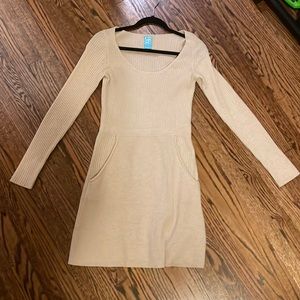 Barneys New York crème wool and cashmere dress
